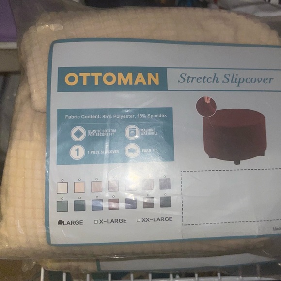 Menolana Elegant Beige Ottoman Slipcover - Picture 5 of 5